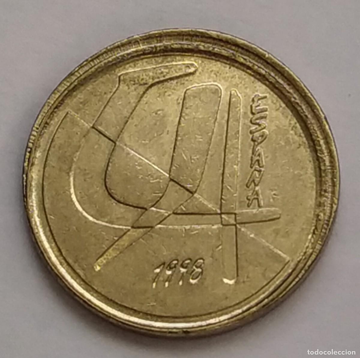 Monedas con errores: ## ERROR # 5 Pesetas 1998 Acu&ntilde;aci&oacute;n desplazada ## - Foto 1