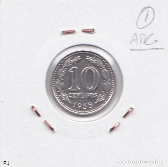 Monedas con errores: Moneda 10 Cents 1958 Argentina. Error, Descentrada. Mbc. - Foto 2