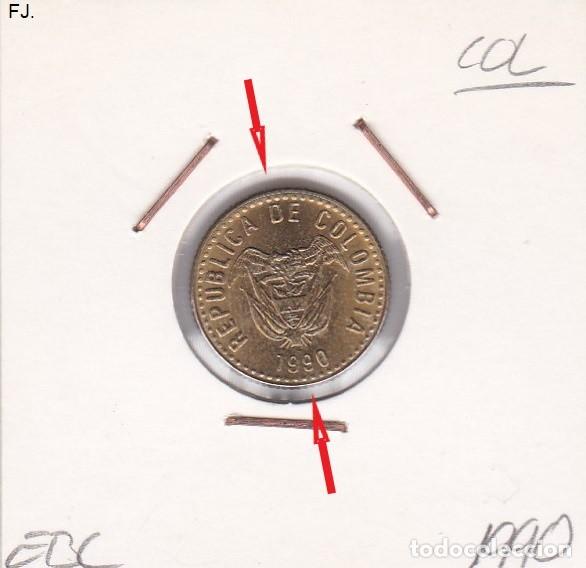 Monedas con errores: Moneda 5 Pesos 1990 Colombia. Error, Descentrada. Ebc. - Foto 1