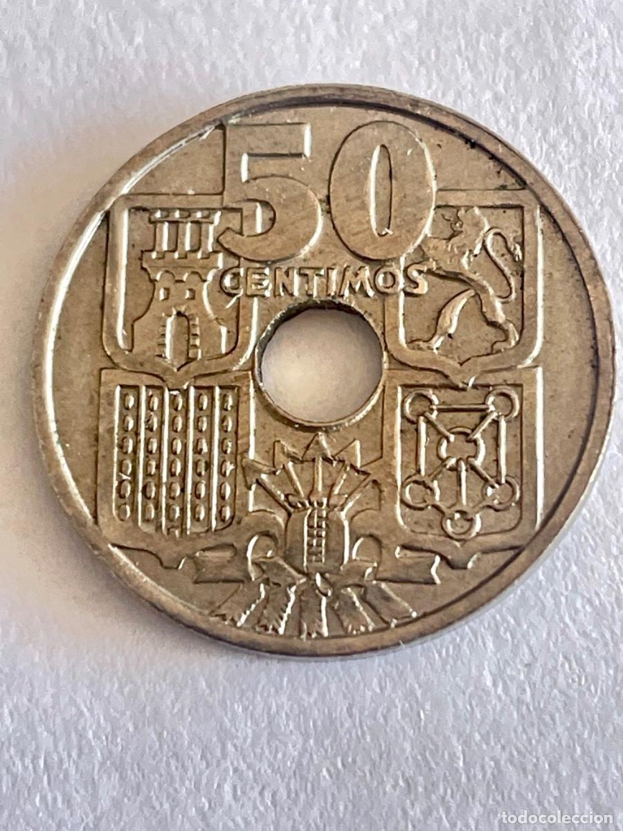 Monedas con errores: * ERROR * 50 c&eacute;ntimos CENT A&Ntilde;O 1963 CU&Ntilde;O EMPASTADO - Foto 2