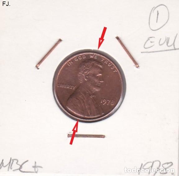 Monedas con errores: Moneda 1 Cent 1978 E Unidos. Error, Descentrada. Mbc+. - Foto 1