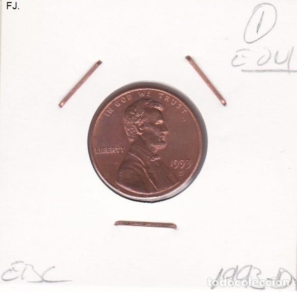 Monedas con errores: Moneda 1 Cent 1993-D E Unidos. Error, Cu&ntilde;o Desgastado. Rev Ebc. - Foto 1