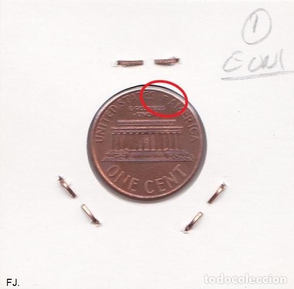 Monedas con errores: Moneda 1 Cent 1993-D E Unidos. Error, Cu&ntilde;o Desgastado. Rev Ebc. - Foto 2