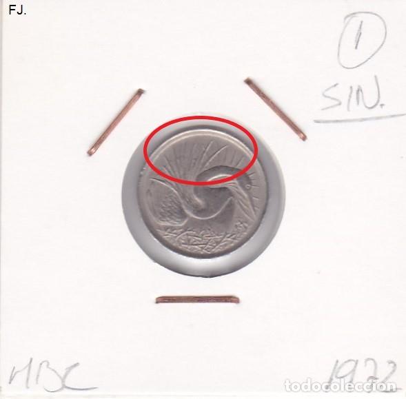 Monedas con errores: Moneda 5 Cents 1972 Singapur. Error, Desplazada. Anv Mbc. - Foto 1