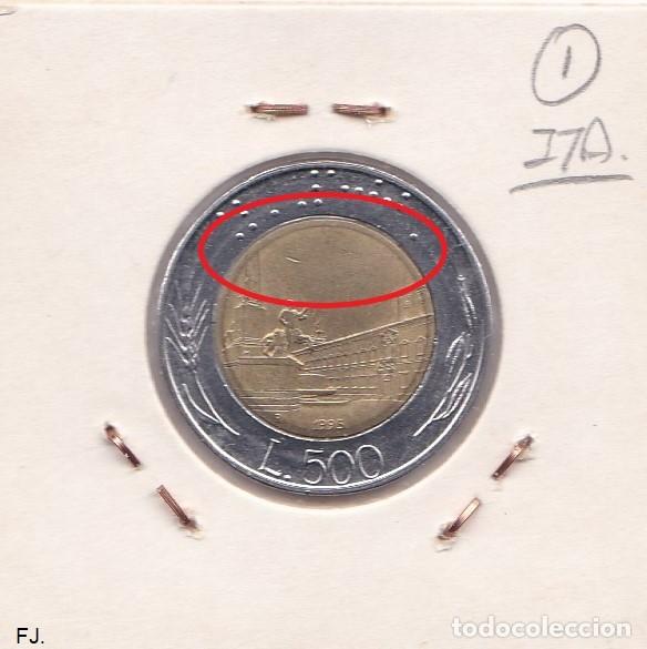 Monedas con errores: Moneda 500 Liras 1995 Italia. Error, Circulo Interior Marcado. Anv y Rev. - Foto 3