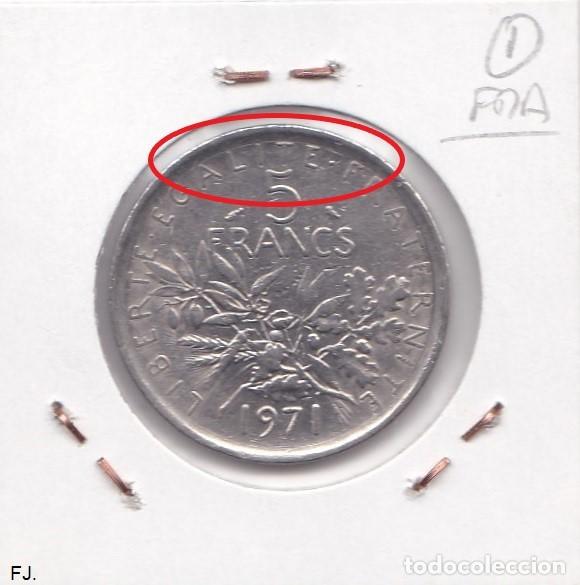 Monedas con errores: Moneda 5 Francos 1971 Francia. Error. Doble Listel. Rev Mbc. - Foto 2