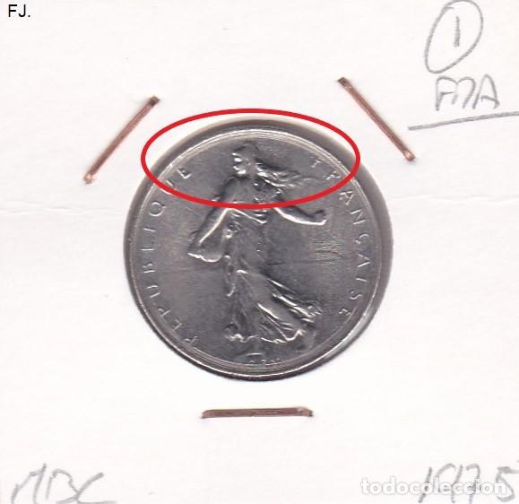 Monedas con errores: Moneda 1 Franco 1975 Francia. Error, Cu&ntilde;o Marcado. Anv Mbc. - Foto 1