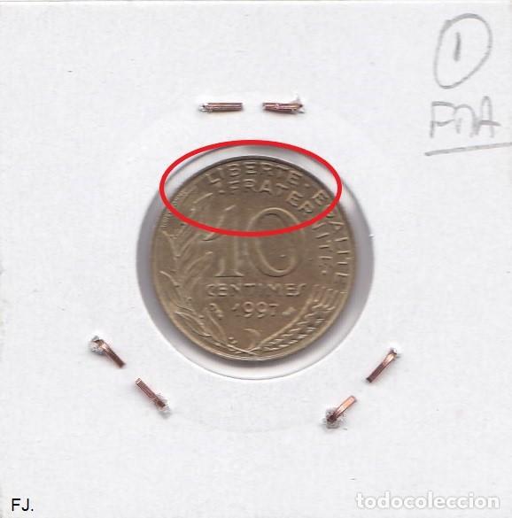 Monedas con errores: Moneda 10 Cents 1997 Francia. Error, Doble Listel. Anv y Rev Mbc. - Foto 3