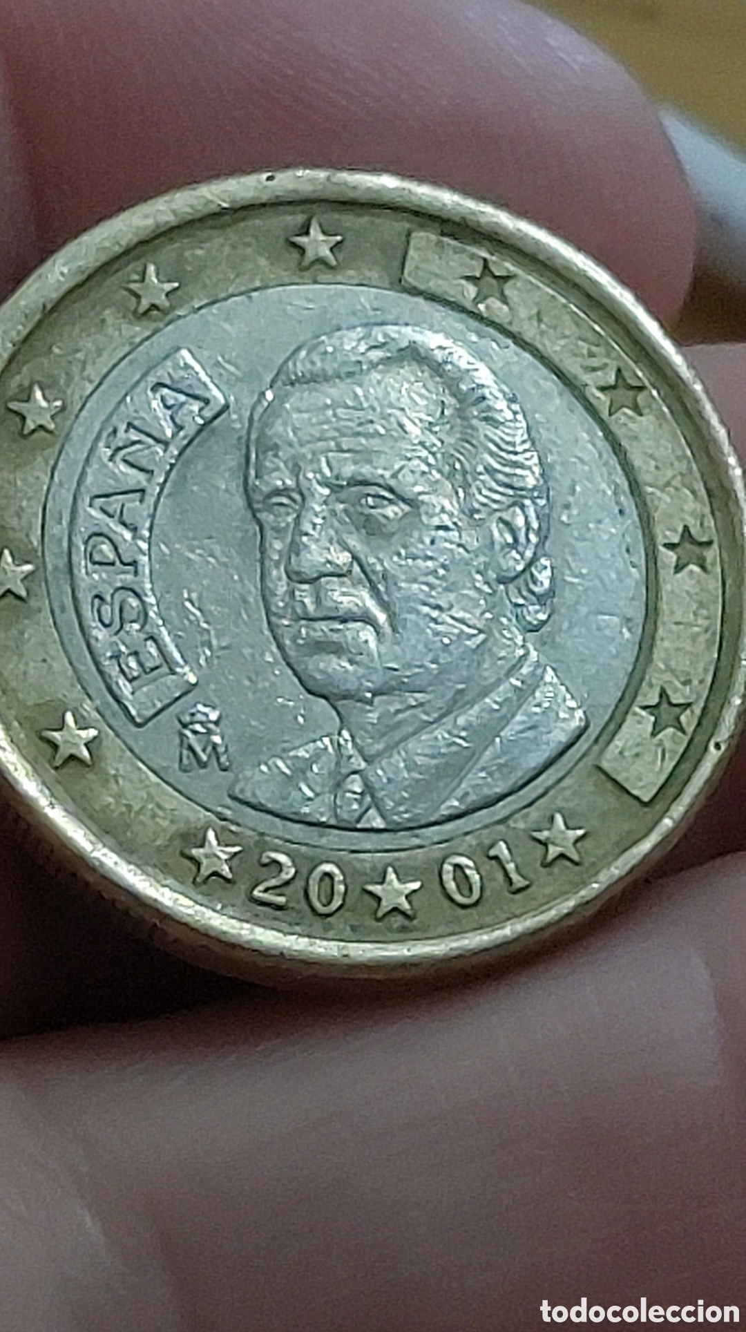 Monedas con errores: 1 Euro Espa&ntilde;a 2001 error exceso de metal - Foto 1