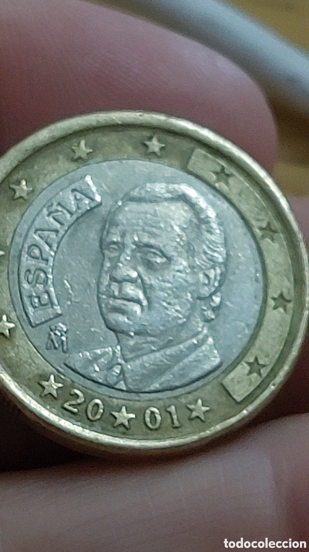 Monedas con errores: 1 Euro Espa&ntilde;a 2001 error exceso de metal - Foto 2