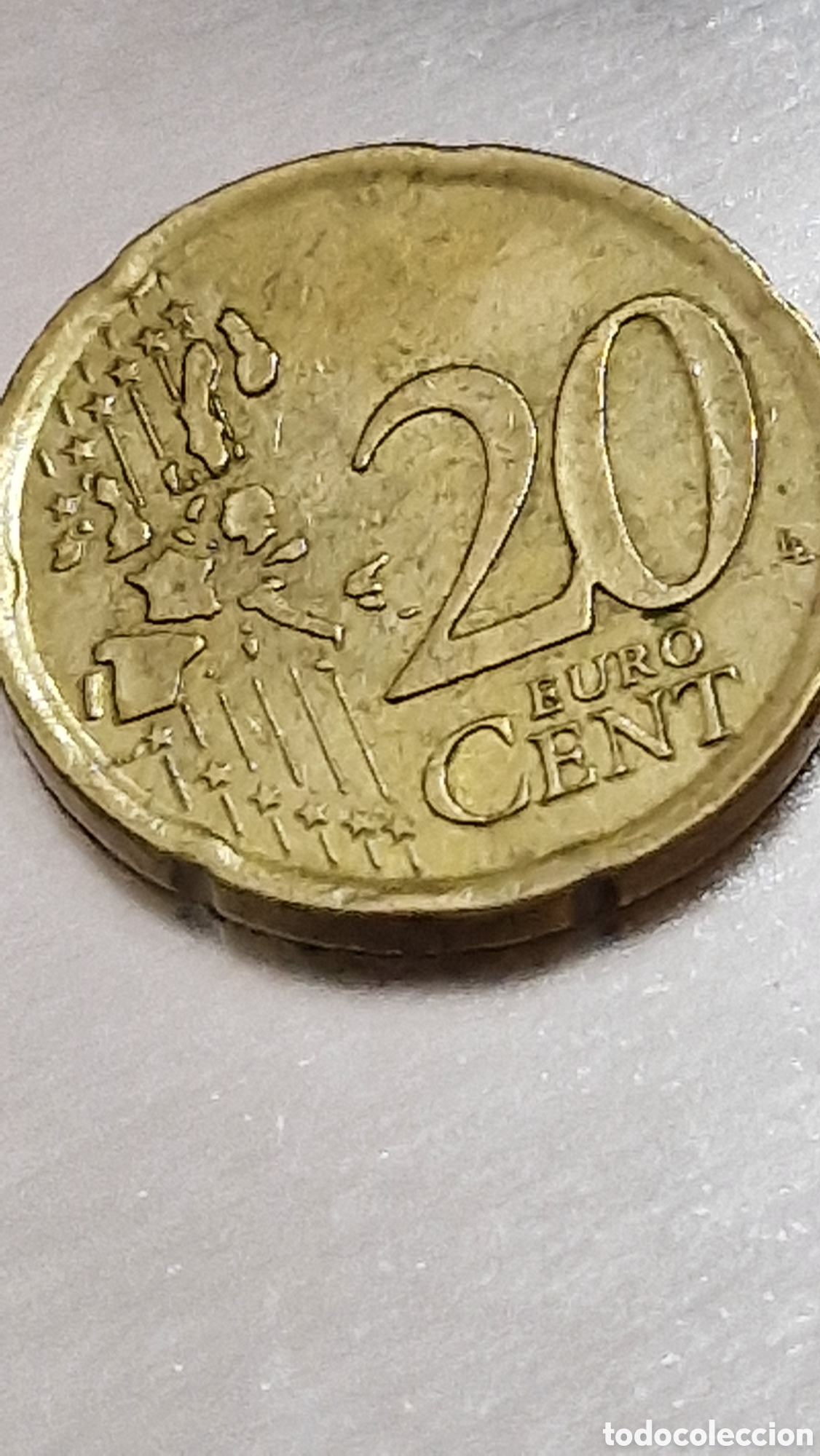 Monedas con errores: moneda 20 c&eacute;ntimos 1999 Cervantes exceso metal - Foto 3
