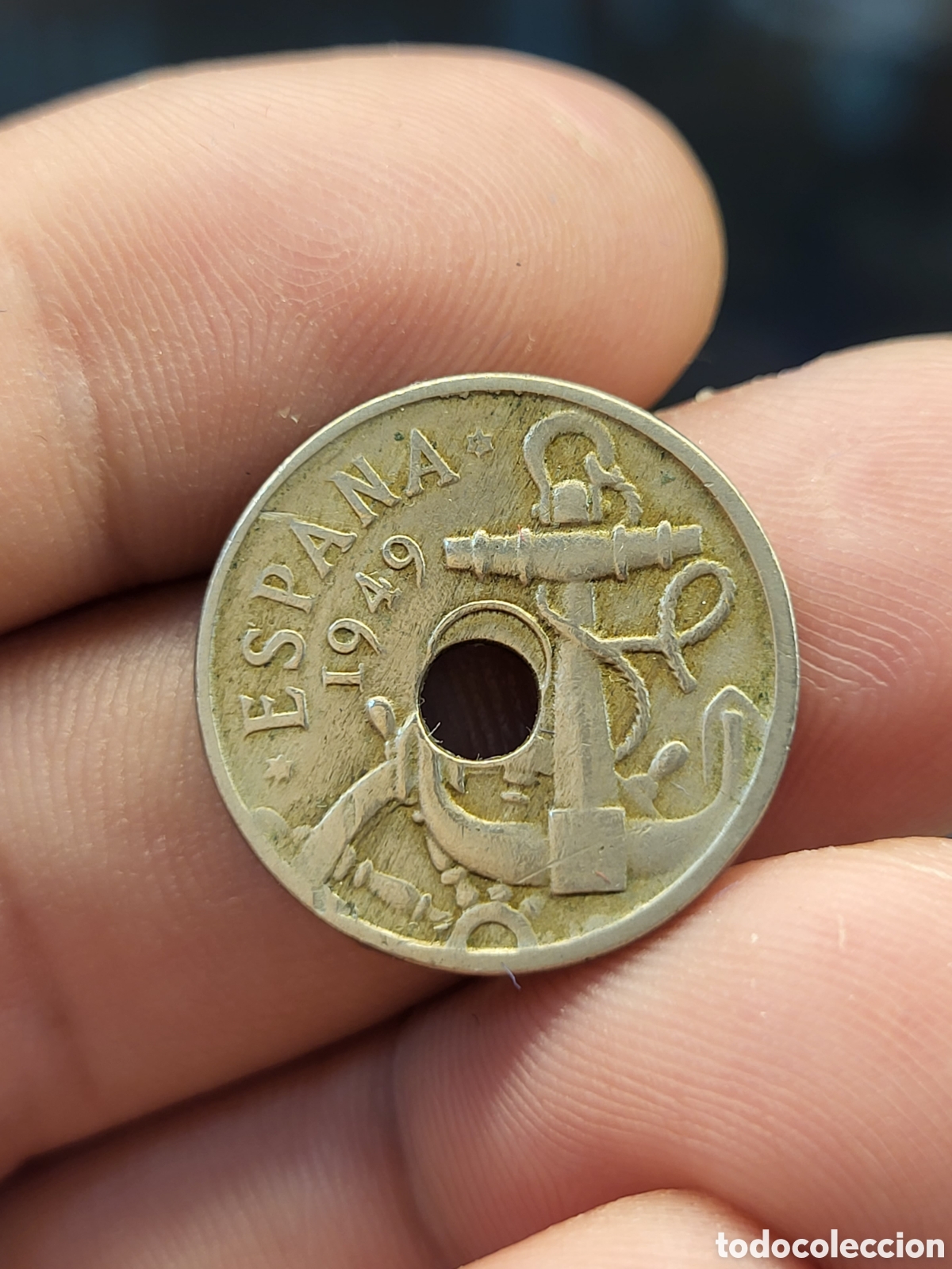 Monedas con errores: ERROR AGUJERO DESPLAZADO . 50 CENTIMOS 1949 *-- *56 - Foto 1