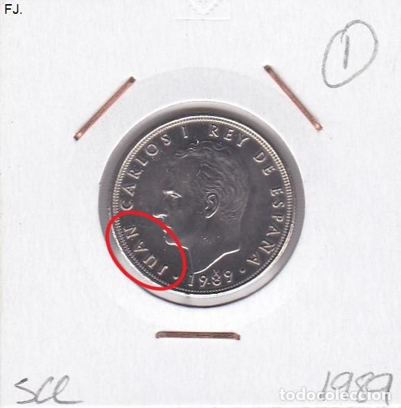 Monedas con errores: Moneda 5 Ptas 1989 J Carlos. Error, Remarcada JUAN. Anv S/C. - Foto 1