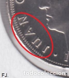 Monedas con errores: Moneda 5 Ptas 1989 J Carlos. Error, Remarcada JUAN. Anv S/C. - Foto 2