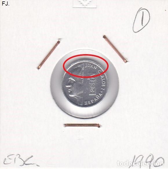 Monedas con errores: Moneda 1 Pta 1990 J Carlos. Error, Listel Labiado. Anv y Rev Ebc. - Foto 1