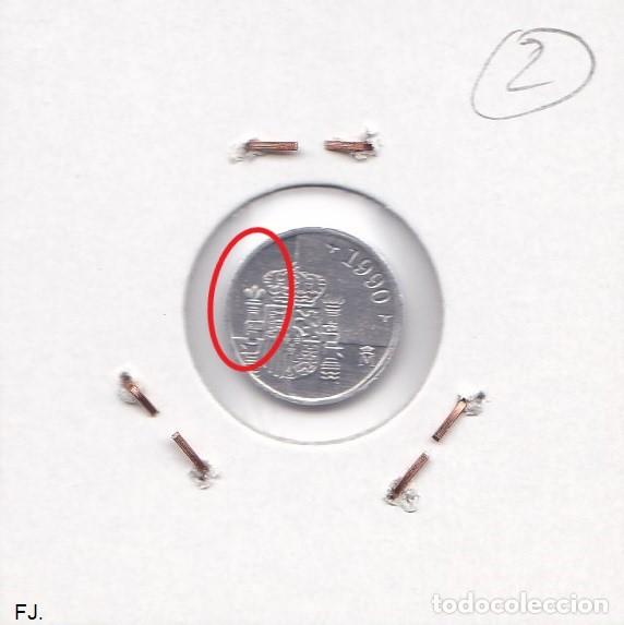 Monedas con errores: Moneda 1 Pta 1990 J Carlos. Error, Islas de Metal en Cospel. Rev Ebc. - Foto 2
