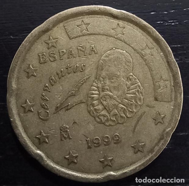 Monedas con errores: 20 CENTIMOS ESPA&Ntilde;A 1999 CERVANTES, CON EXCESO DE METAL, MONEDA CON ERROR - Foto 1
