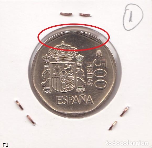 Monedas con errores: Moneda 500 Ptas 1990 J Carlos. Error, Listel Labiado. Rev S/C. - Foto 2
