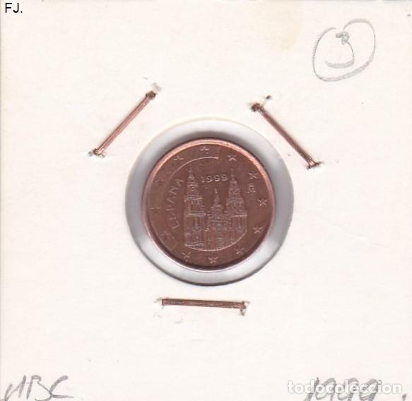 Monedas con errores: Moneda 1 Cent de Euro 1999 Espa&ntilde;a. Error, Doble Listel. Rev Bc. - Foto 1