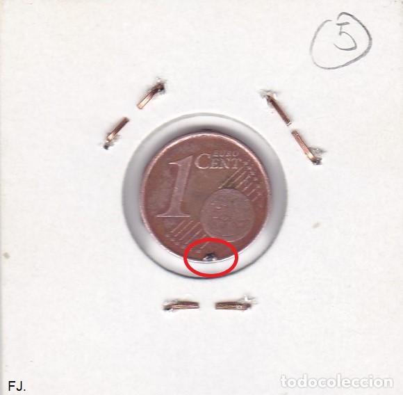 Monedas con errores: Moneda 1 Cent de Euro 1999 Espa&ntilde;a. Error, Exceso de Metal. Anv y Rev Bc. - Foto 3