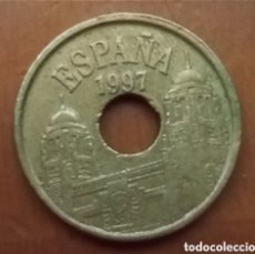 Monedas con errores: MONEDA 25 PESETAS, AGUJERO EN EL CENTRO. 500 ANIVERSARIO CONQUISTA DE MELILLA POR ESPAÑA (1497).