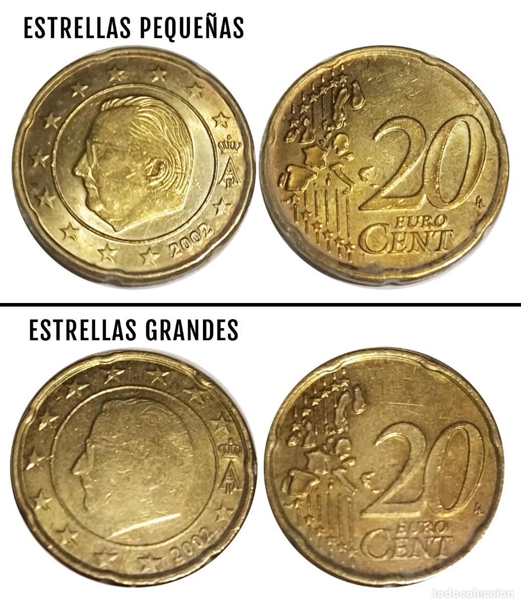 Monedas con errores: 2X20 C&Eacute;NTIMOS B&Eacute;LGICA 2002 VARIANTE ESTRELLAS - Foto 1
