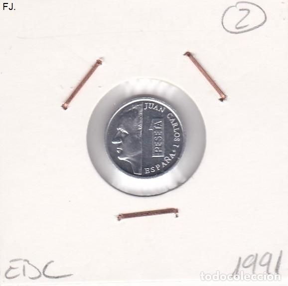 Monedas con errores: Moneda 1 Pta 1991 J Carlos. Error, Desplazada. Rev Ebc. - Foto 1