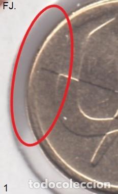 Monedas con errores: Moneda 5 Ptas 1991 J Carlos. Error, Desplazada. Anv y Rev S/C. - Foto 2