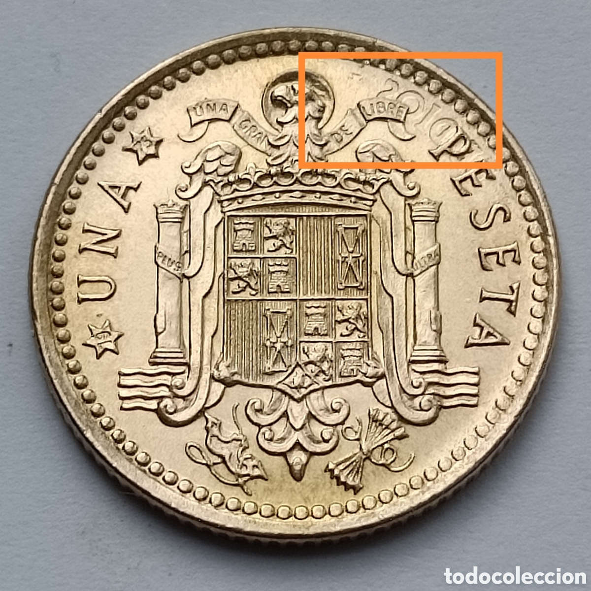 Monedas con errores: MONEDA 1 PESETA 1966 ☆ 75 VARIANTE CON REPINTES - Foto 2