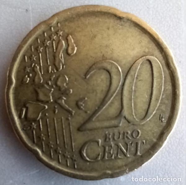 Monedas con errores: 20 CENTIMOS ESPA&Ntilde;A 1999 CERVANTES, CON EXCESO DE METAL EN CABEZA, MONEDA CON ERROR, 2&ordf; - Foto 2