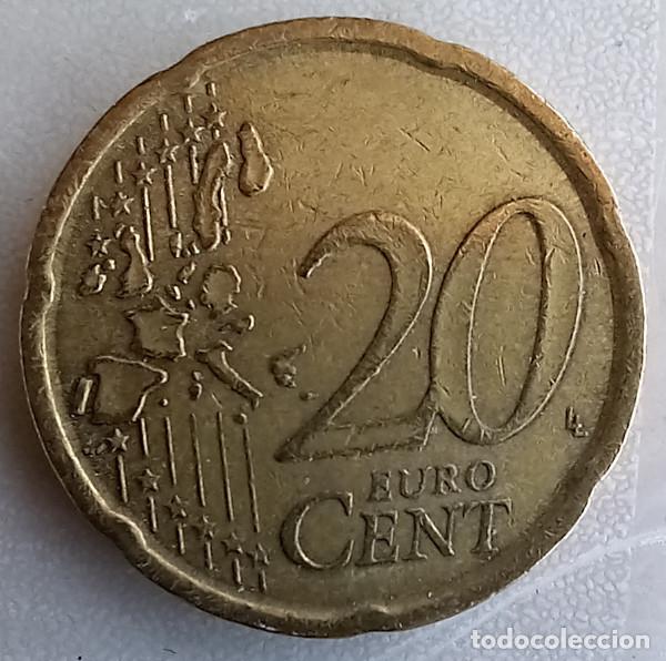 Monedas con errores: 20 CENTIMOS ESPA&Ntilde;A 1999 CERVANTES, CON EXCESO DE METAL EN CABEZA, MONEDA CON ERROR, 4&ordf; - Foto 2
