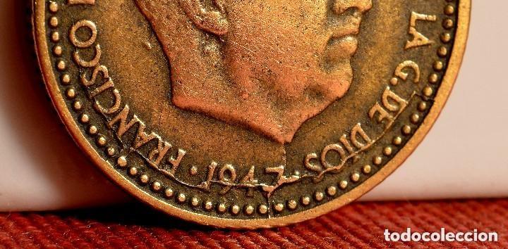 Monedas con errores: CURIOSOS E INTERESANTES ERRORES EN PESETA DE 1947*53 Ref.407.485 - Foto 1