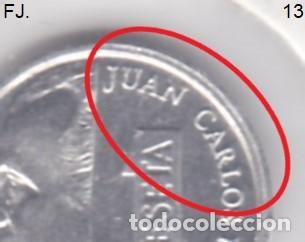 Monedas con errores: Moneda 1 Pta 1992 J Carlos. Error, Desplazada. Anv y Rev Ebc. - Foto 2
