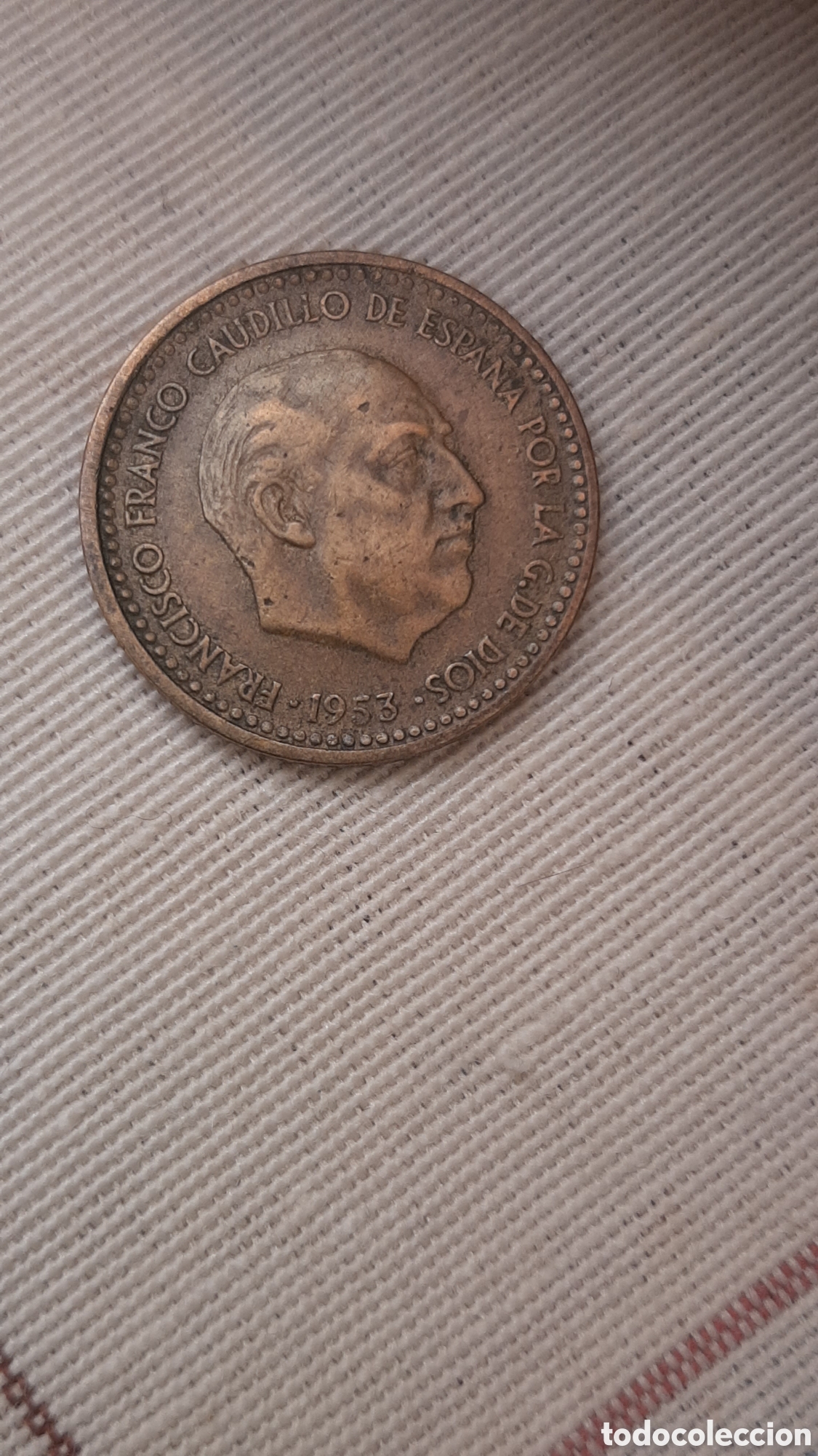 Monedas con errores: (ERROR-ESPA&Ntilde;A)(1953*19*56) 1 PESETA CON HOJITAS - Foto 2