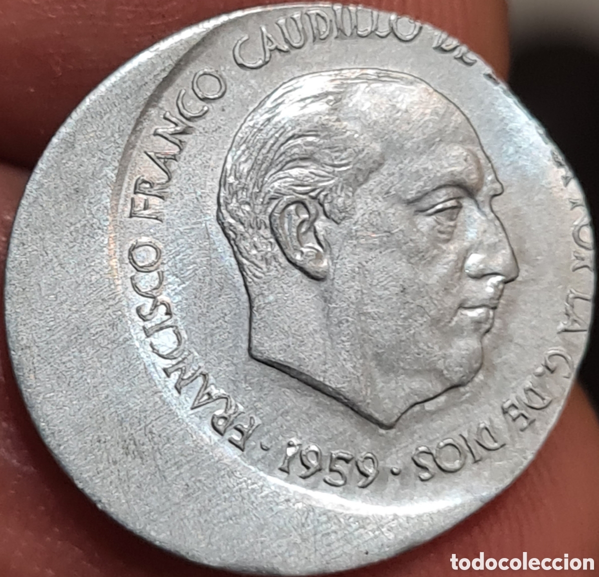 Monedas con errores: ERROR,ESPA&Ntilde;A,ACU&Ntilde;ACION DESPLAZADA,10 CENTIMOS DE 1.959.ORIGINAL . - Foto 1