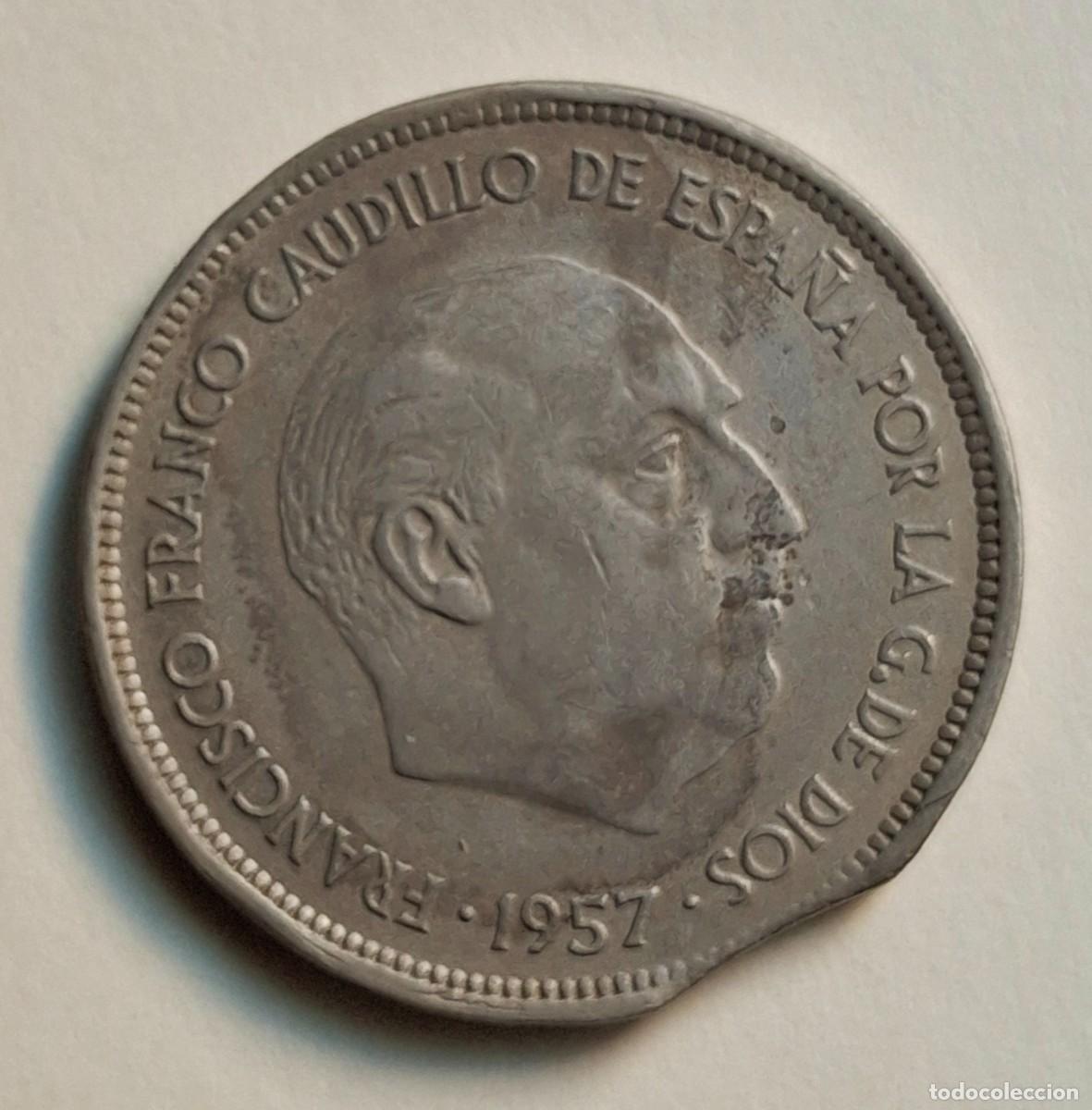 Monedas con errores: ## Estado Espa&ntilde;ol 25 Pesetas 1957*72 Segmentada ## - Foto 2