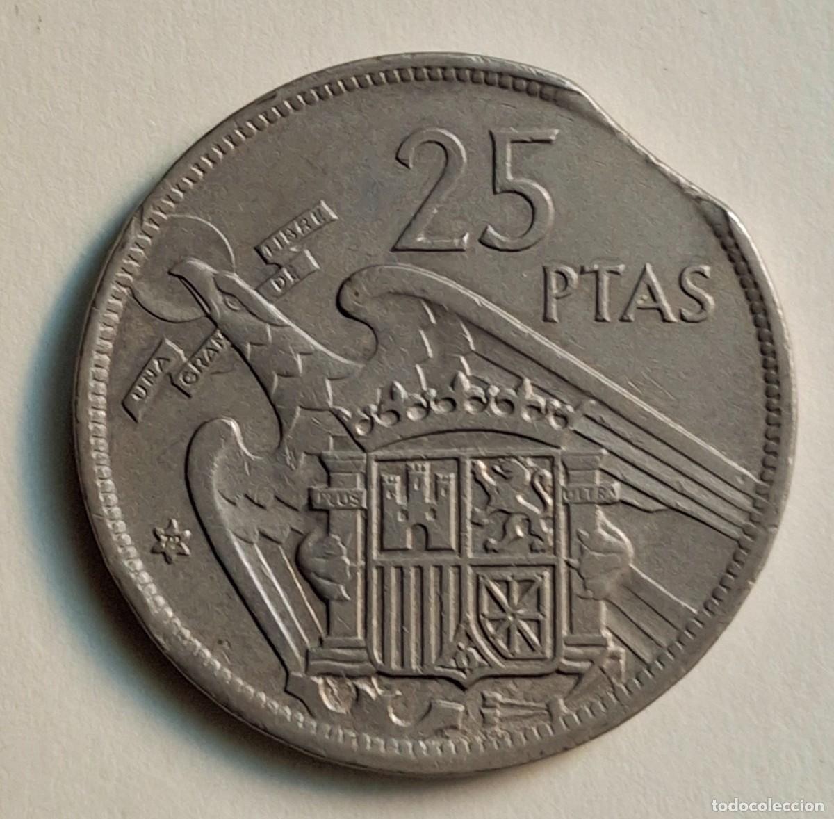Monedas con errores: ## Estado Espa&ntilde;ol 25 Pesetas 1957*72 Segmentada ## - Foto 1