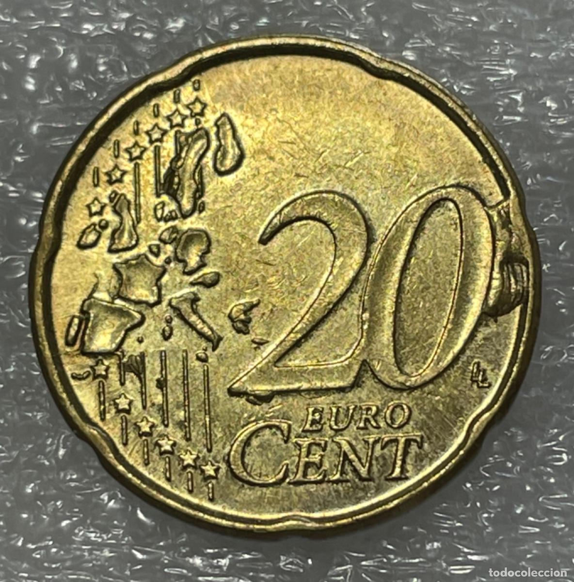 Monedas con errores: * ERROR * 20 CENT B&Eacute;LGICA A&Ntilde;O 2002 CU&Ntilde;O DESCANTILLADO - Foto 1
