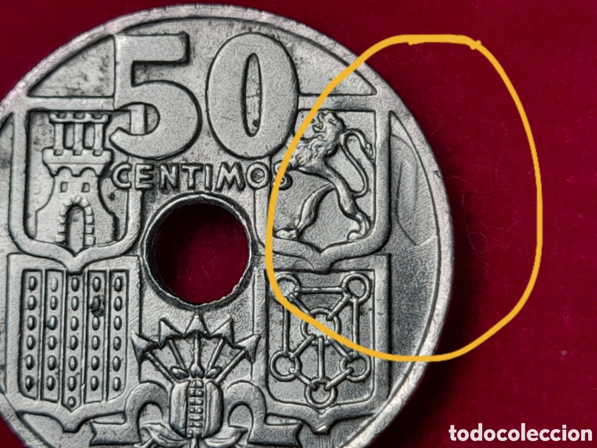 Monedas con errores: Moneda 50 c&eacute;ntimos 1963 estrella 63. Error incusa - Foto 4