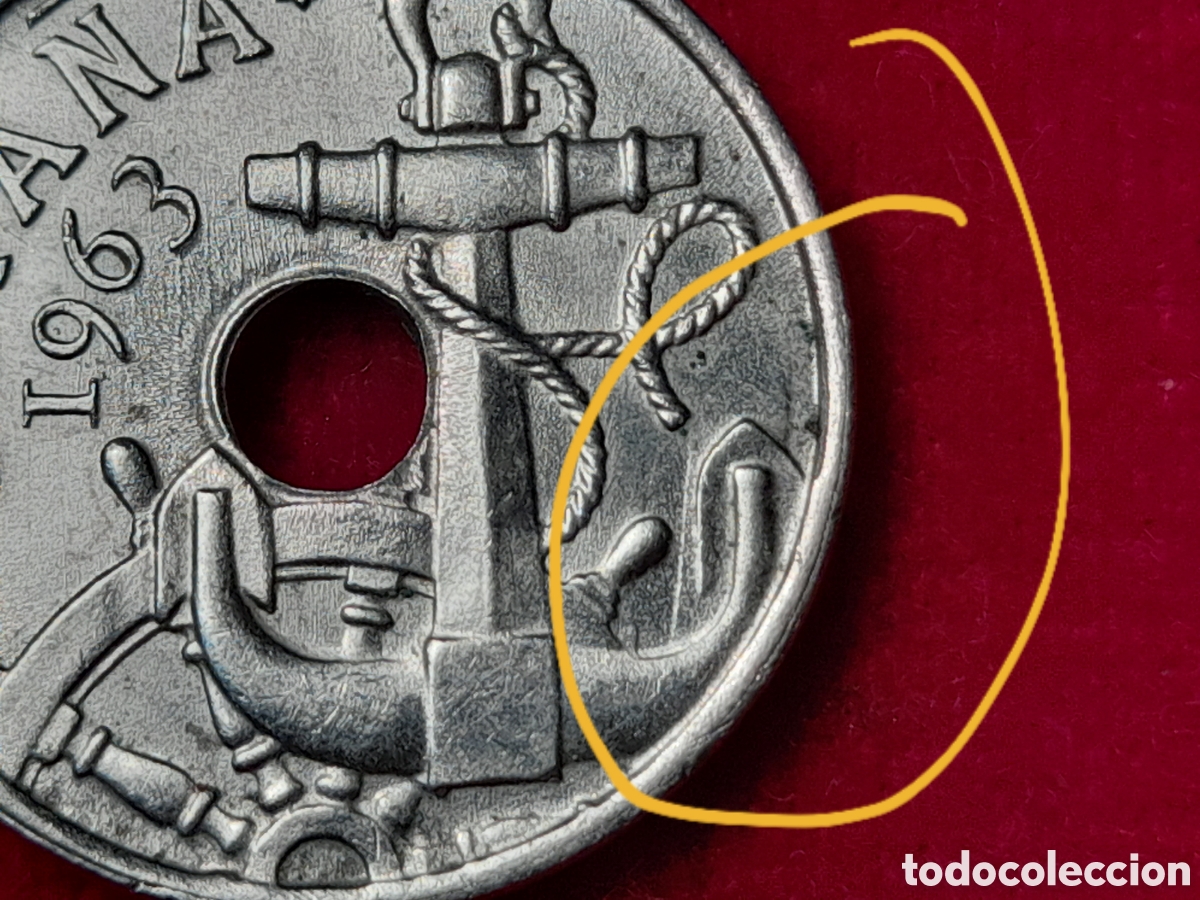 Monedas con errores: Moneda 50 c&eacute;ntimos 1963 estrella 63. Error incusa - Foto 5