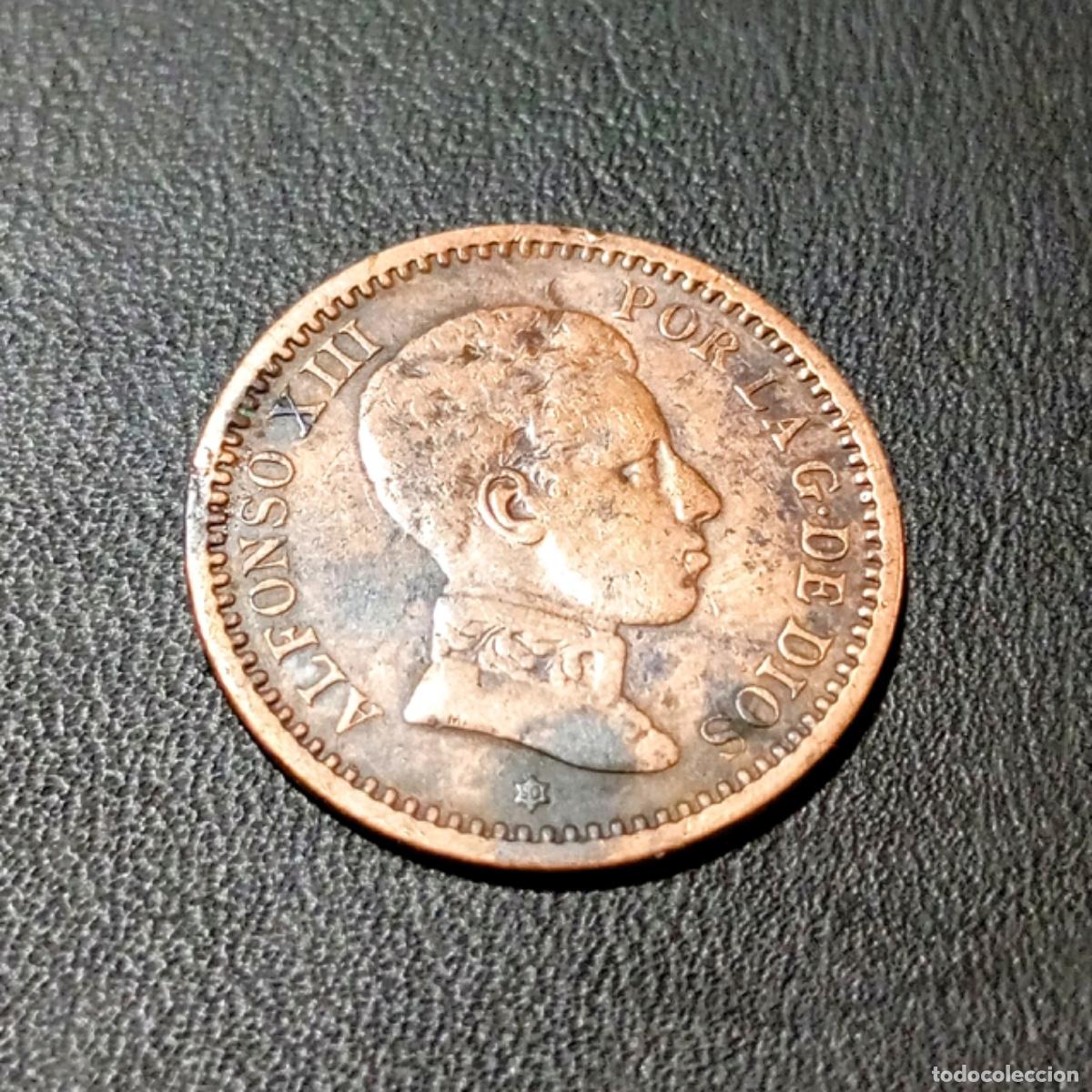 Monedas con errores: ERROR MONEDA DE 2 C&Eacute;NTIMOS DE ALFONSO XIII - 1905. ACU&Ntilde;ACI&Oacute;N *05 INVERTIDA. - Foto 1