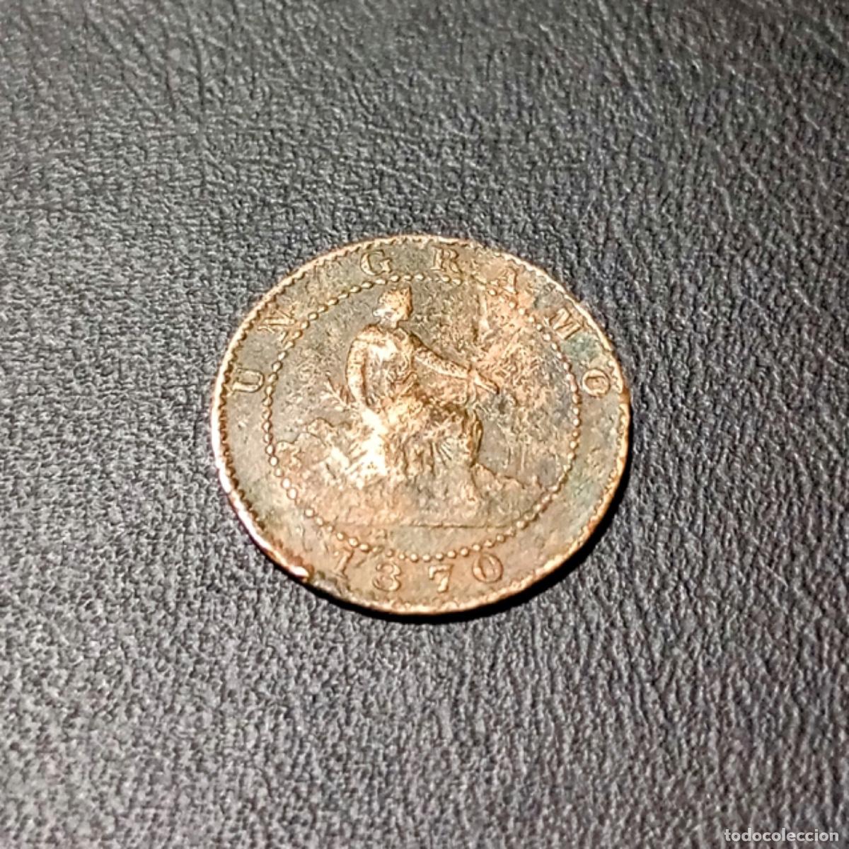 Monedas con errores: MONEDA DE 1 CENTIMO GOBIERNO PROVISIONAL - 1870. ERROR DE ACU&Ntilde;ACI&Oacute;N EN EL A&Ntilde;O. - Foto 1