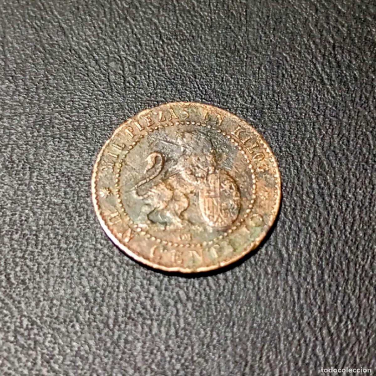 Monedas con errores: MONEDA DE 1 CENTIMO GOBIERNO PROVISIONAL - 1870. ERROR DE ACU&Ntilde;ACI&Oacute;N EN EL A&Ntilde;O. - Foto 3
