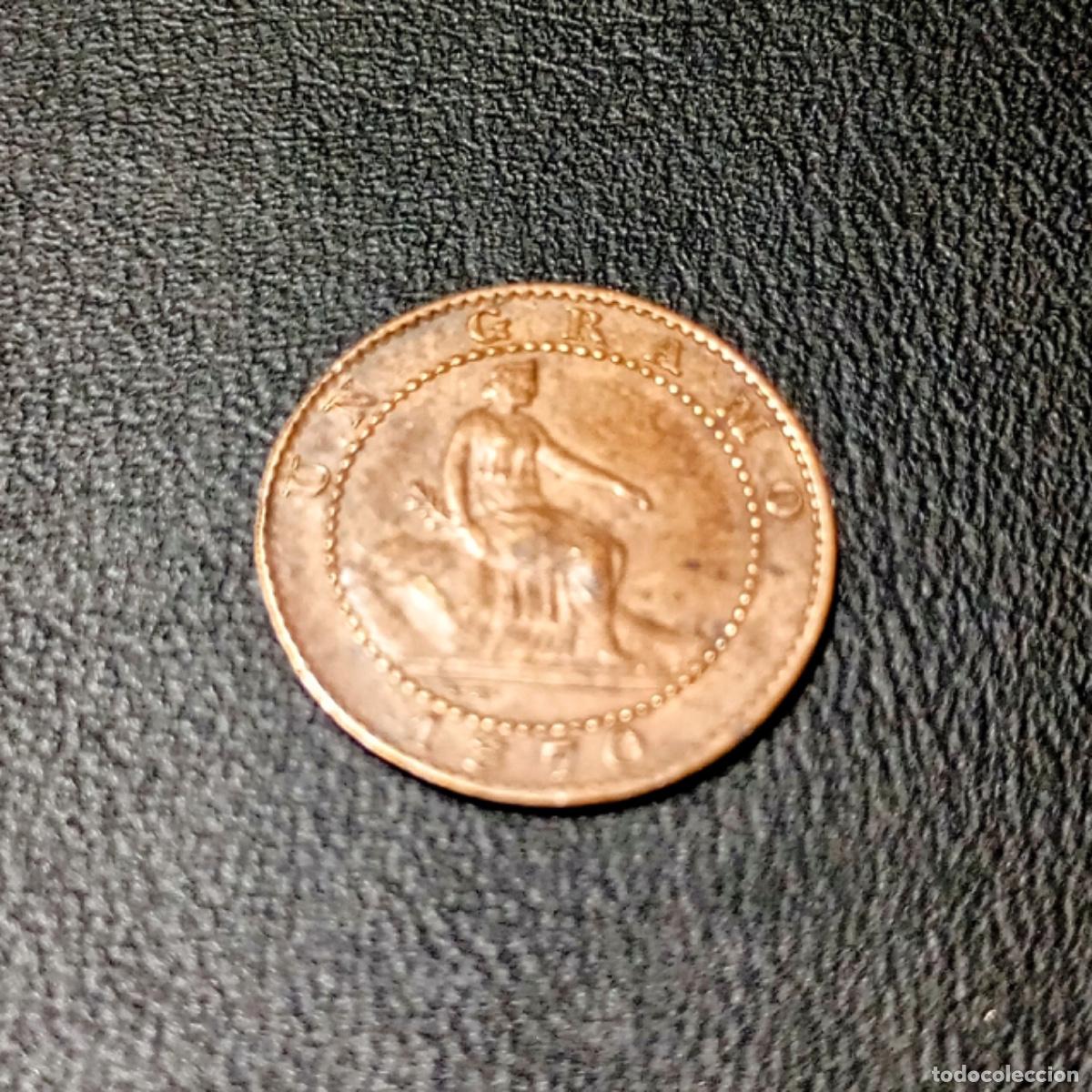 Monedas con errores: MONEDA DE 1 CENTIMO GOBIERNO PROVISIONAL - 1870. ERROR DE ACU&Ntilde;ACI&Oacute;N EN EL A&Ntilde;O. - Foto 1