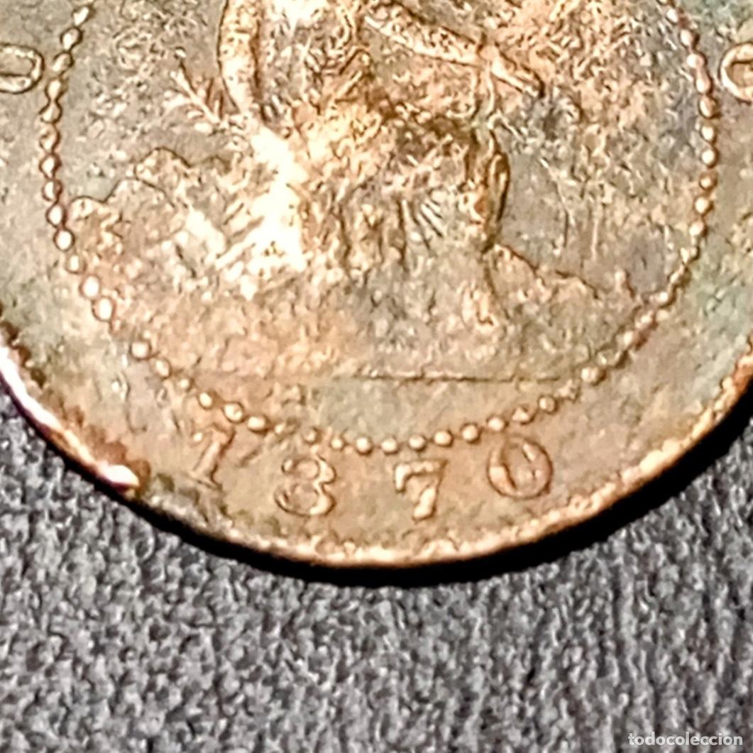 Monedas con errores: MONEDA DE 1 CENTIMO GOBIERNO PROVISIONAL - 1870. ERROR DE ACU&Ntilde;ACI&Oacute;N EN EL A&Ntilde;O. - Foto 2