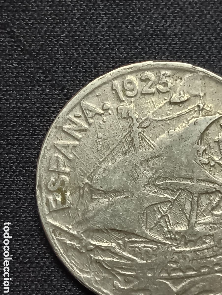 Monedas con errores: Moneda de 25 C&eacute;ntimos de 1925 - Acu&ntilde;aci&oacute;n Inversa - Foto 3