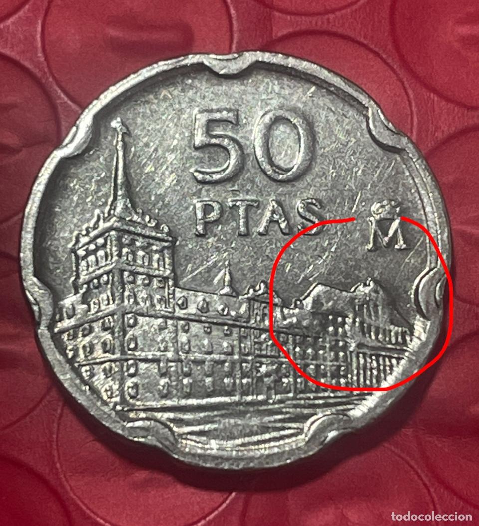 Monedas con errores: * ERROR * 50 PTAS 1997 EXCESO DE METAL EN EL TEJADO - Foto 1