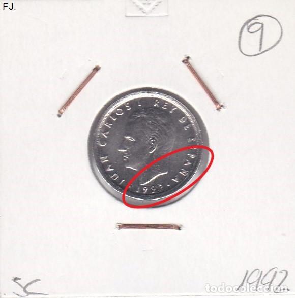 Monedas con errores: Moneda 10 Ptas 1992 J Carlos. Error, Remarcada 1992 y Letras Anv. S/C. - Foto 1