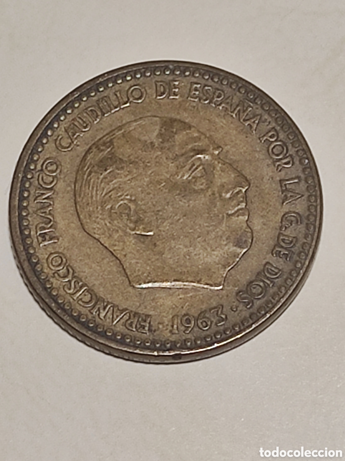 Monedas con errores: Moneda de 1 peseta de Franco con error en la palabra &rdquo; UNA &rdquo;1963 - 64 - Foto 1