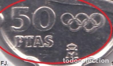 Monedas con errores: Moneda 50 Ptas 1992 J Carlos. La Pedrera. Error, Remarcada. Anv y Rev Ebc. - Foto 5